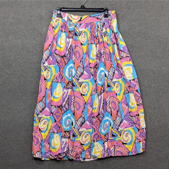 Vtg Kensington Square Maxi Skirt Womens Small Medium Colorful Bright 80s 90s - Picture 1 of 10